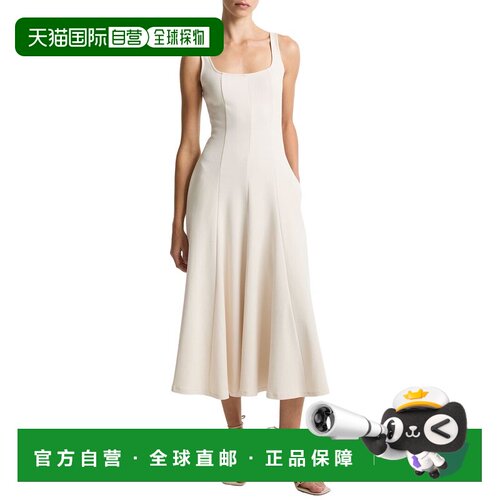 自营Vince方领缝连衣裙-棕色 美国奥莱直发性感