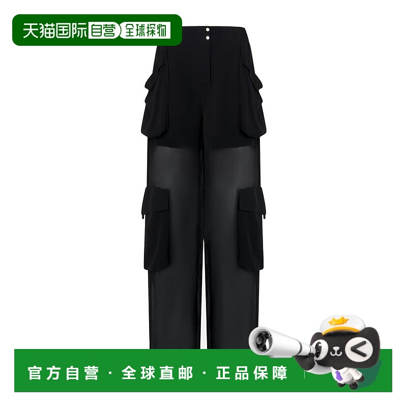 自营pinkoRelaxed Fit Black Trousers - black 美国奥莱直发
