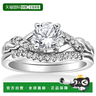 cttw 钻石订婚结婚戒指套装 扭曲曲线带 白 自营 14k pompeii35