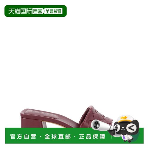 自营bottega veneta公园编织皮革粗跟凉鞋-勃艮第 美国奥莱直发