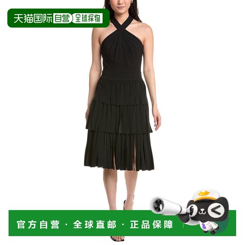 自营Tadashi Shoji Darla Fringe Halter Dress - black 美国奥莱