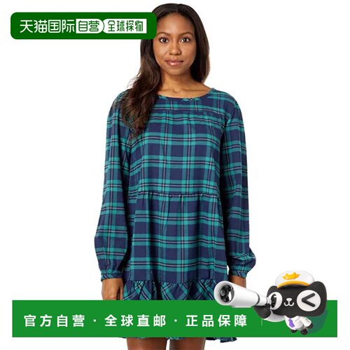自营Southern Tide Nadia Flannel Intercostal Dress Green Blue