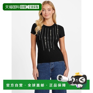 Crystal 美国奥莱直发女装 Logo black Tee 自营guessViolet