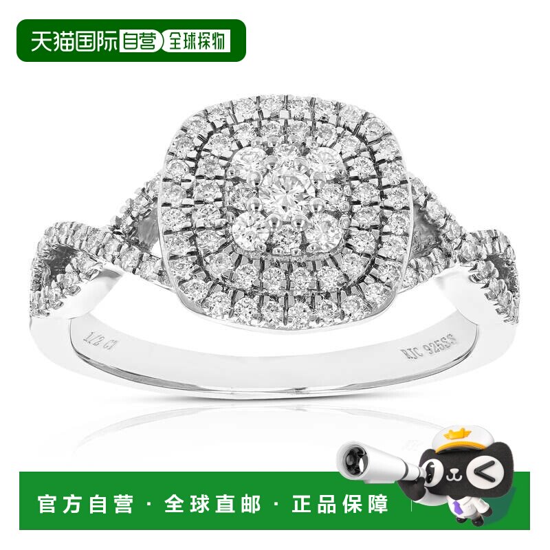 自营vir jewels1/2 克拉圆形切割实验室培育钻石爪镶结婚订婚戒指