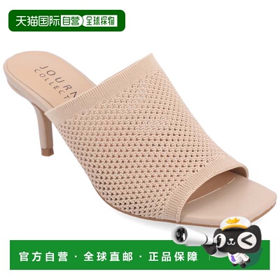 自营Journee Collection女式Leighton软针织露趾高跟鞋-灰褐色 美