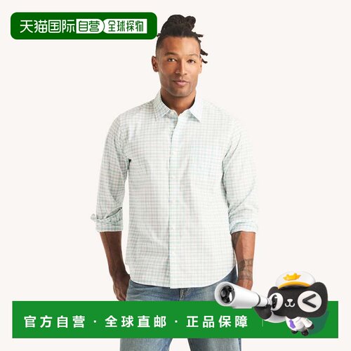 自营Nautica Mens Plaid Shirt - windsurf blue 美国奥莱直发