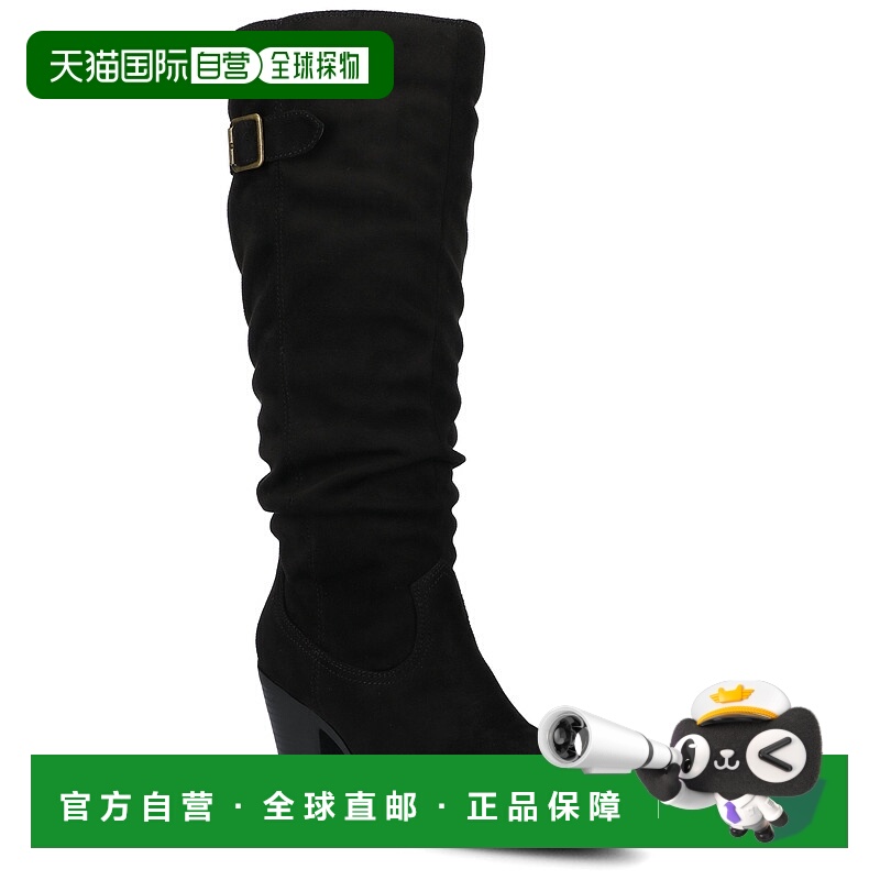 自营 journee collectionJournee女式Kaleah及膝宽小腿松垮靴-黑