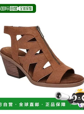 自营 Bella Vita Jovanah女式凉鞋8蜂蜜圆头块跟系带GBNC686-棕色