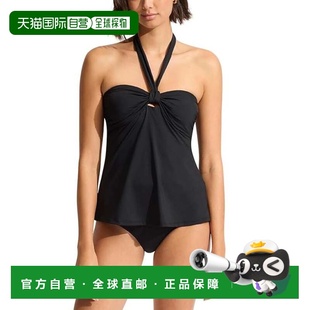 自营Women's Seafolly Collective Sash Tankini Top Black Tie F