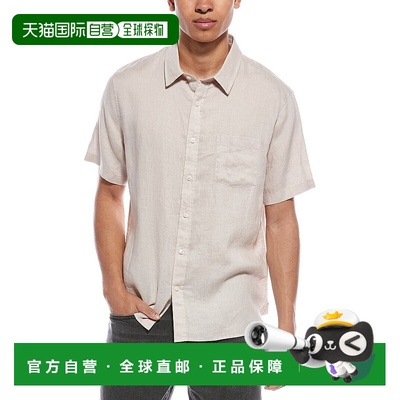 自营 Vince Classic Fit Linen Shirt - pink 美国奥莱直发经典