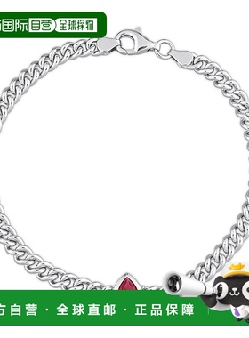 自营 925 纯银 Mimi & Max 1 1/7 CT TGW 梨形红宝石锁链手链 -