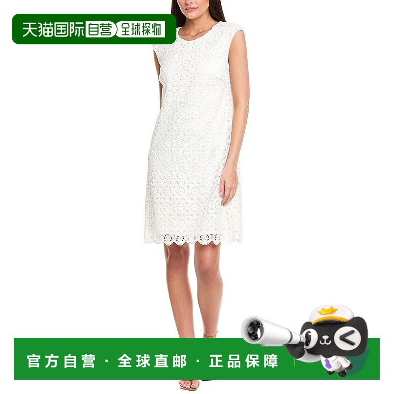 自营Jones New York Extended Cap Sleeve Swing Dress - white