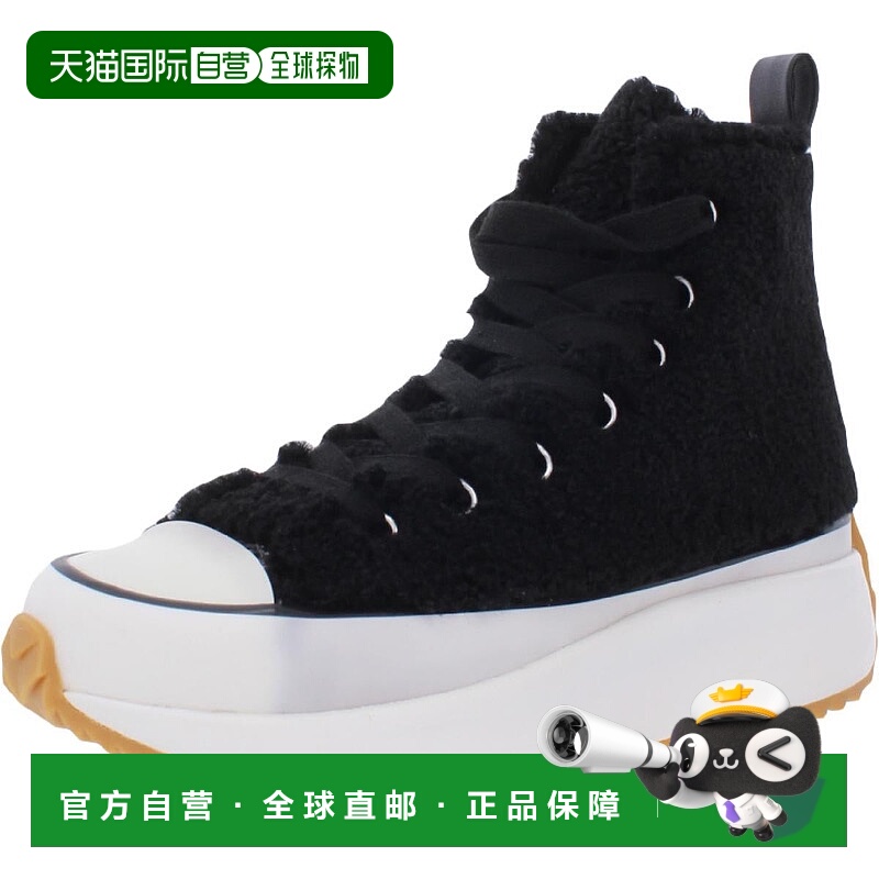 自营steve maddenShaft女式人造毛皮时尚运动鞋-黑色 美国奥莱直