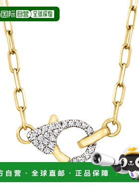 自营 Ross-Simons 14kt 黄金密镶钻石回形针项链 - 16 英寸 美国