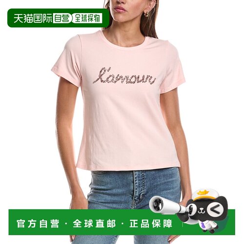 自营cinq à sept五到七Lamour水晶缩水t恤-粉红色 美国奥莱直发