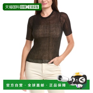 美国奥莱直发 黑色针织衫 自营Vince双层罗纹肘袖 毛衣