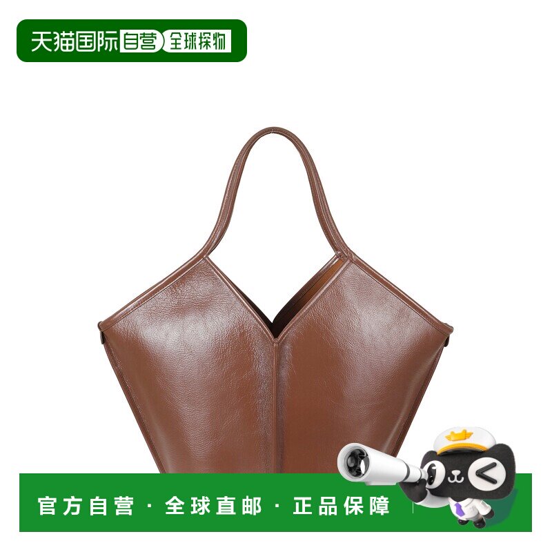 自营hereu棕色Calella做旧抽绳皮革托特包-棕色 美国奥莱直发