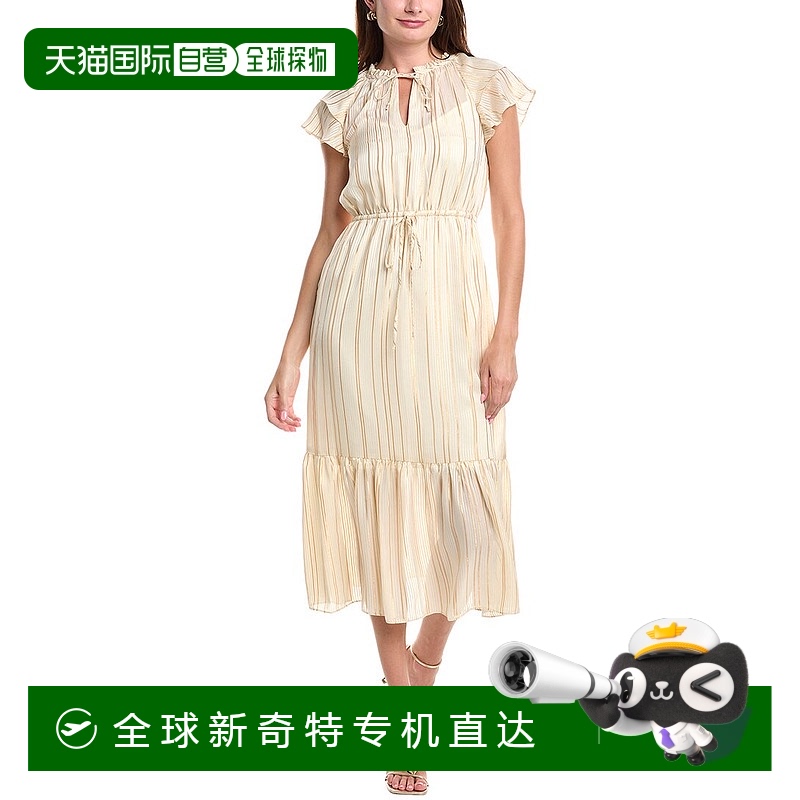 自营 Julia Jordan金属条纹迷笛连衣裙-白色 【美国奥莱】直发