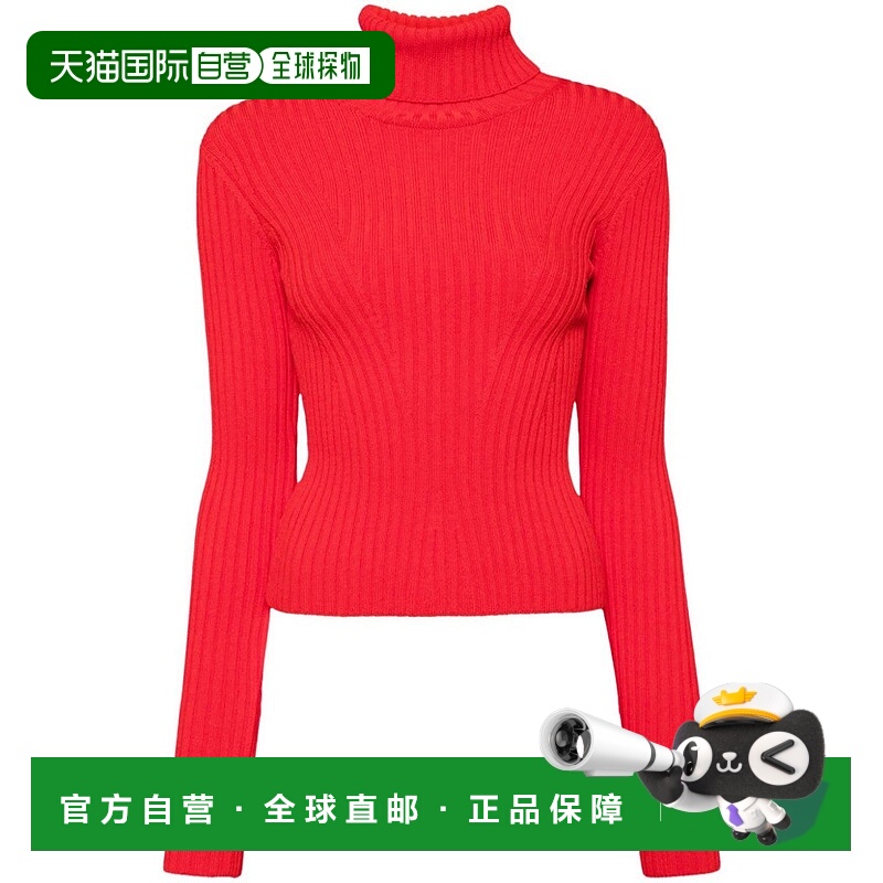 自营staudCardinal Red Roll Neck Sweater - red 美国奥莱直发