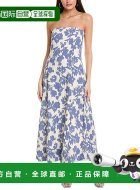 自营1.STATE无肩带烟熏后背长裙-蓝色 美国奥莱直发新款连衣裙