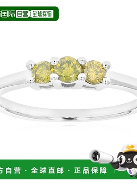 自营 vir jewels3/8 克拉 3 颗宝石圆形切割黄钻订婚戒指 .925 纯