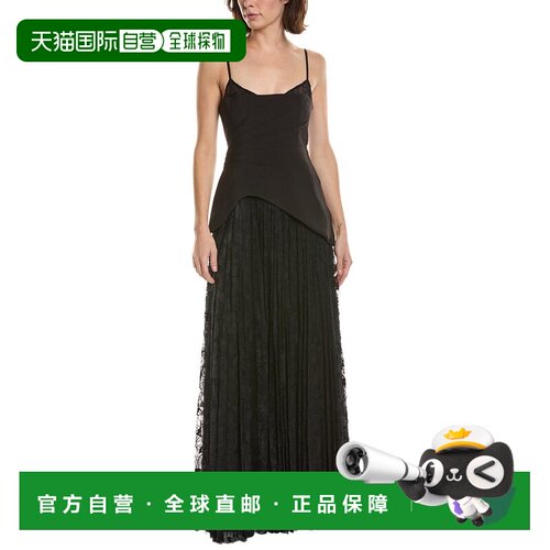 自营AMUR Leighton百褶礼服-黑色 美国奥莱直发连衣裙吊带长裙
