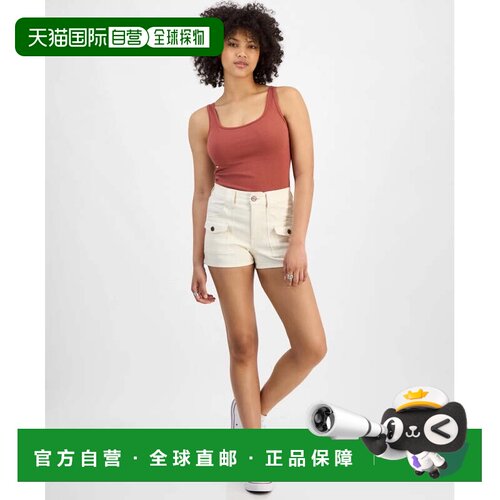 自营dollhouse娃娃屋工装短裤女士香草棉混纺高腰平装前PALL301-