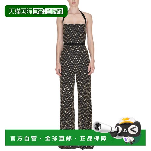 自营Reem Acra Beaded Jumpsuit - BLACK/GOLD 美国奥莱直发性感