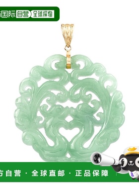 自营 Ross-Simons 雕刻翡翠凤凰吊坠配 14 克拉黄金 绿色 美国奥