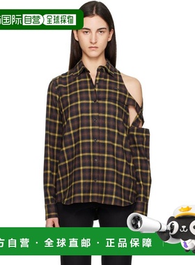 1h可退 香港直邮潮奢 Coperni 女士 棕色镂空衬衫 COPCH69F1014