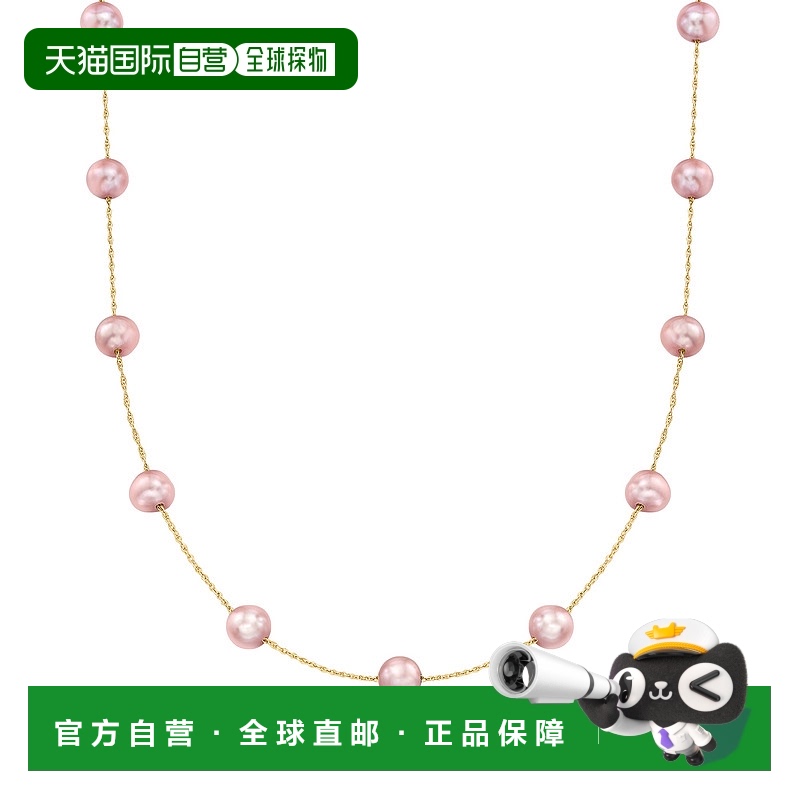 自营Ross-Simons 14 克拉黄金 6-6.5 毫米粉色养殖珍珠站项链 - 1