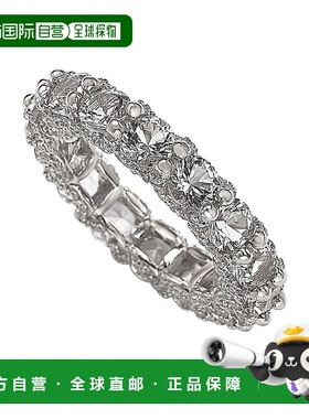 自营 Suzy Levian 白色纯银方晶锆石密镶 U 形镶嵌永恒戒指 - 白