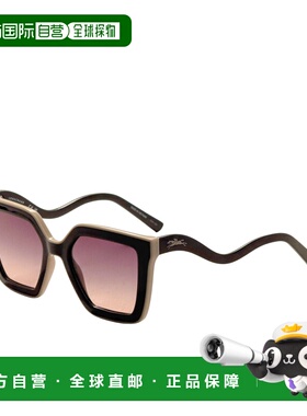 自营Longchamp Women's 53mm Black Beige Sunglasses - black be