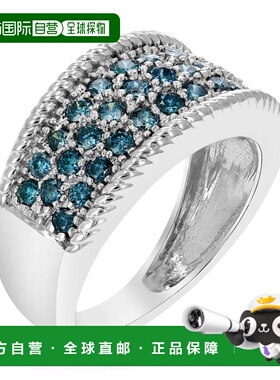 自营 vir jewels3/4 克拉蓝钻婚戒 14K 白金圆形爪镶 - 白色 美国