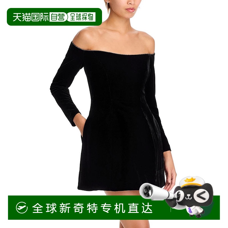 自营bardot女士缀饰天鹅绒鸡尾酒会和派对连衣裙-黑色【美国奥