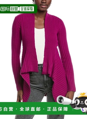 自营 autumn cashmere秋季羊绒罗纹褶皱羊绒羊毛混纺开衫-粉红色