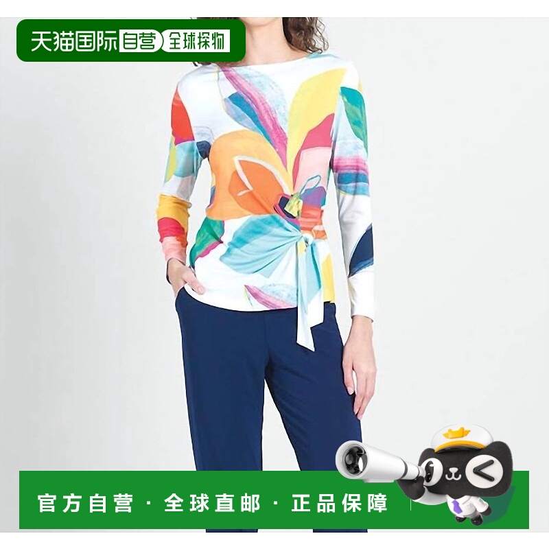 自营 clara sunwoo多色图案印花针织低圆领上衣 美国奥莱直发女装