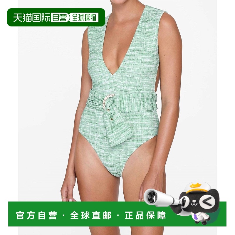 自营 revel reyDean宽腰带一件式蛋白石花呢 美国奥莱直发泳衣