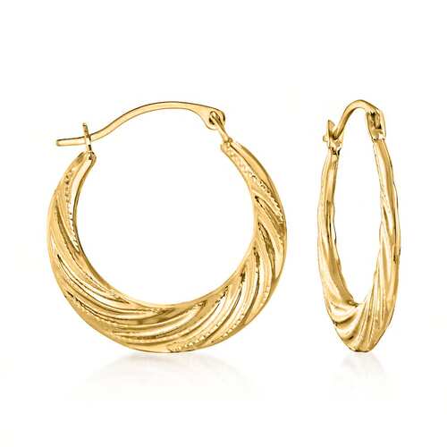 自营Ross-Simons 14kt 黄金 Twisted Hoop 耳环 - 黄色 美国奥莱