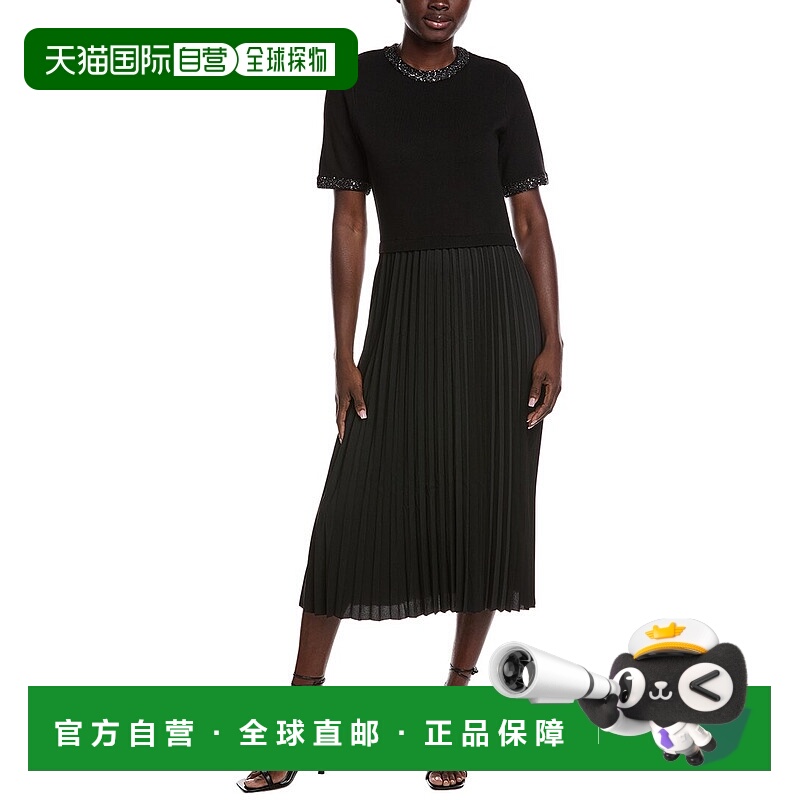 自营Nanette Nanette Lepore褶皱迷笛连衣裙-黑色 美国奥莱直发