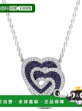 自营 925 纯银 Mimi & Max 互锁心形吊坠配链 - 蓝色 美国奥莱直