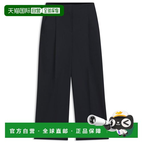 自营boss宽松的弹力棉裙腰-深蓝色 美国奥莱直发女装阔腿裤西装裤