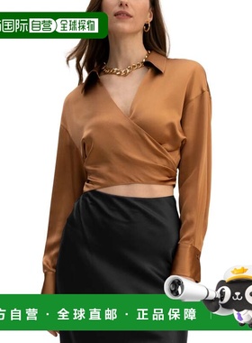 自营lilysilkPure Silk Blouse Wrapover Cropped Shirt - toaste