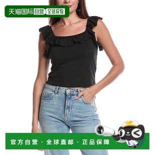 黑色 LTD罗莎纯色褶边上衣 美国奥莱直发性感 Nation 自营