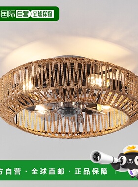 自营 jonathan yRowan 4-Light LED Ceiling Fan, Metal/Rattan,