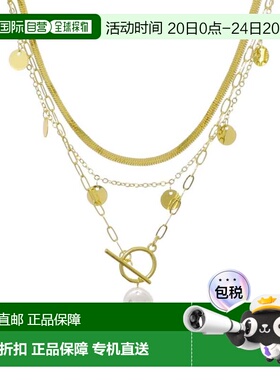 自营adornia14k Gold Plated Pearl and 3-Layer Necklace - whit