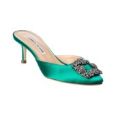 绿色 自营Manolo 美国奥莱直 缎面高跟鞋 Blahnik Hangisimu