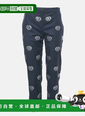 自营Burberry Navy Blue Brand Logo Jacquard Trousers - navy