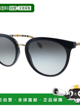 自营 Burberry Willow BE 4316 385311 男士圆形太阳镜 - 黑色 美