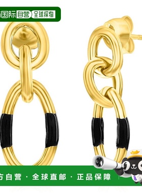 自营 simona纯银、黑色珐琅吊坠耳环 -​​ 镀金 - 黑色 美国奥莱直